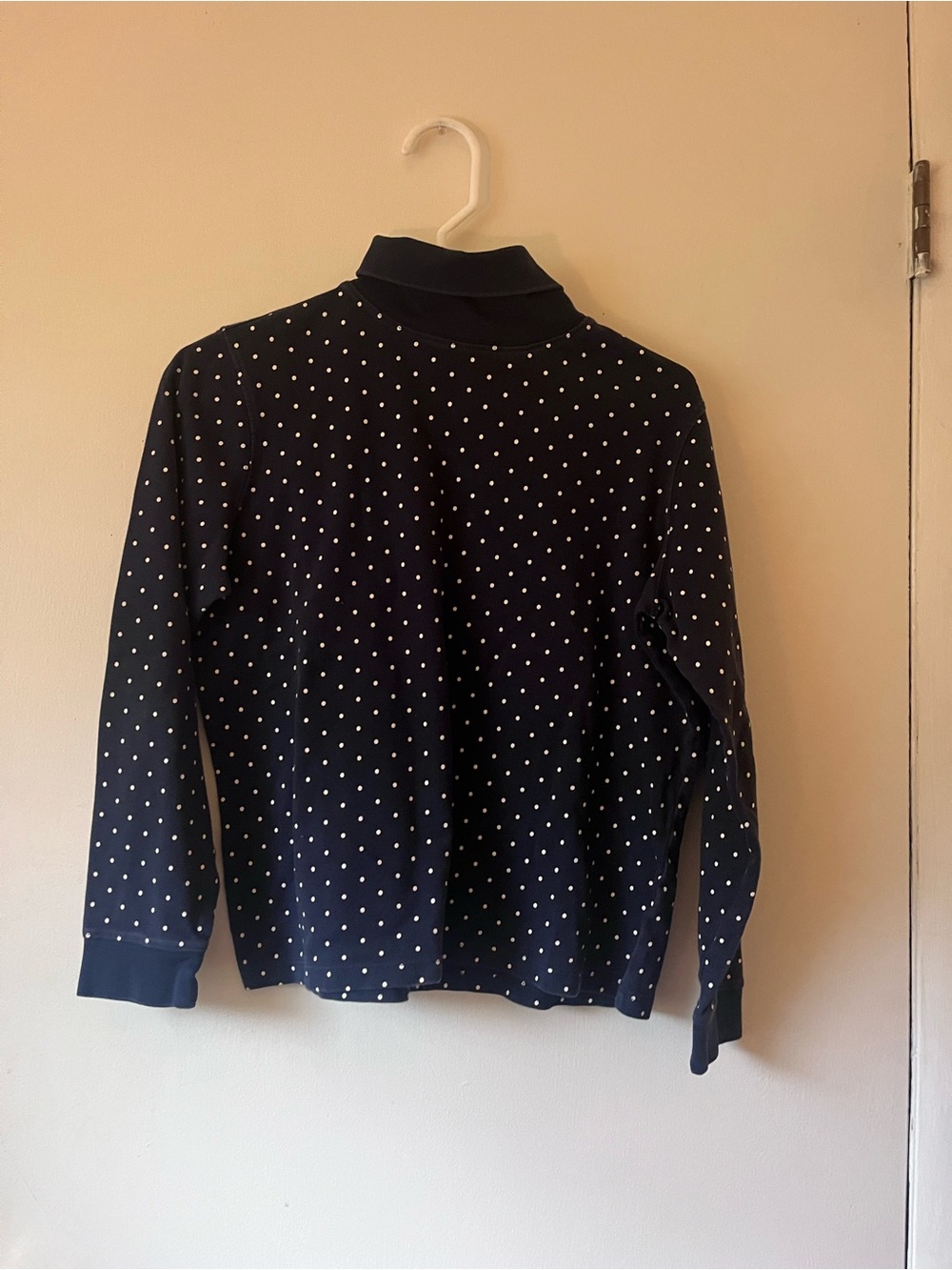 L.L Beans Women’s Navy Polka Dot Long-Sleeve Shirt size medium
